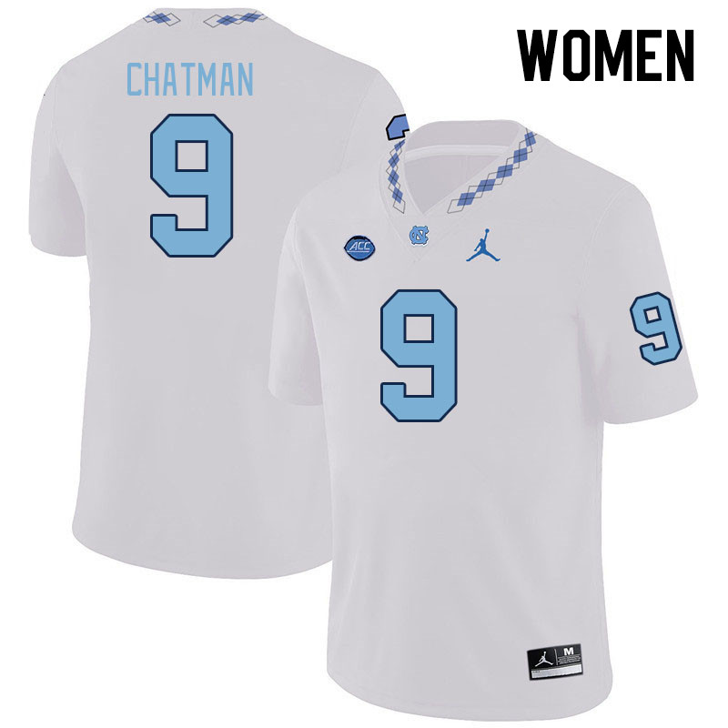 Women #9 Armani Chatman North Carolina Tar Heels College Football Jerseys Stitched-White